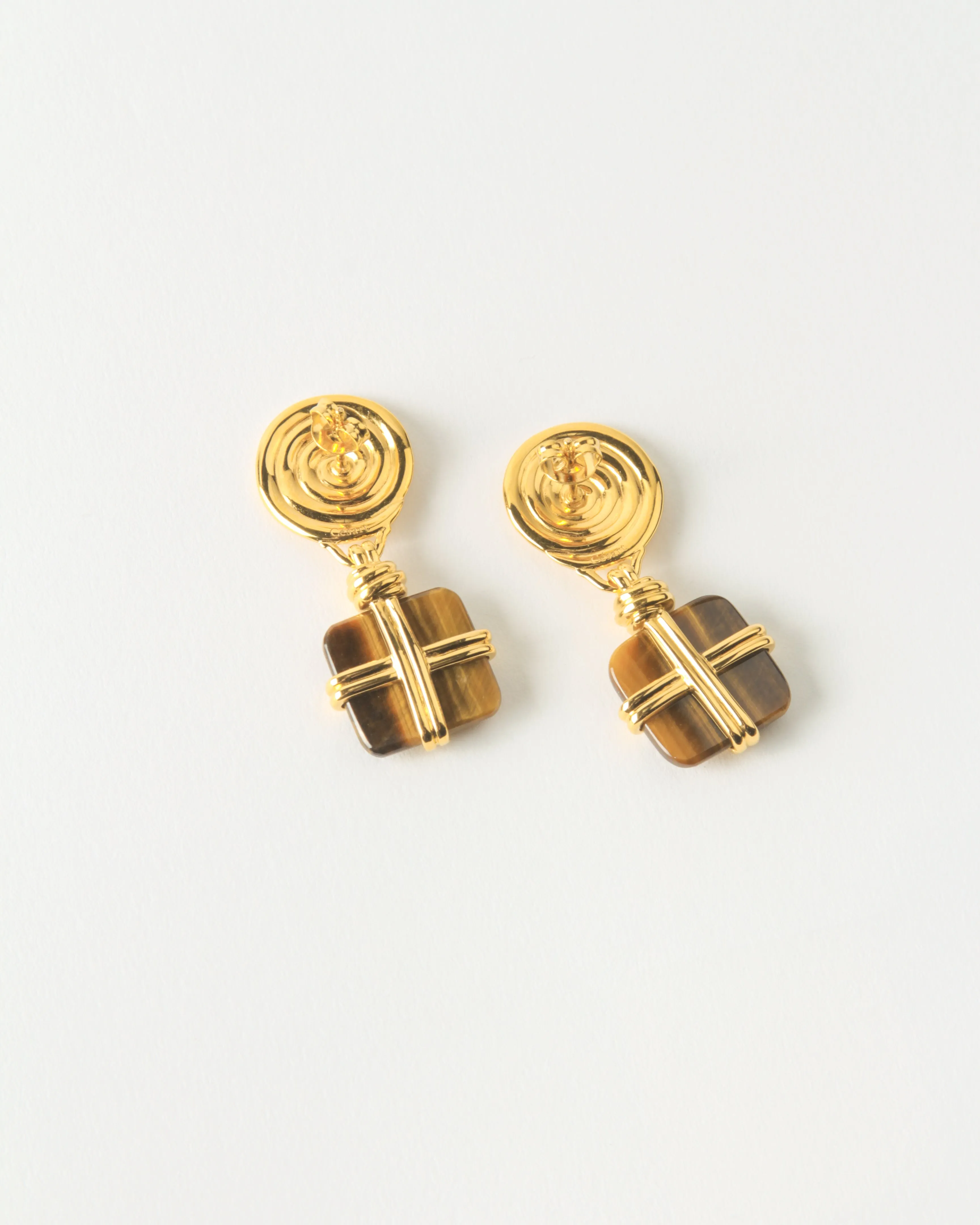 Squiggle Earrings Gold Plated with Tiger's Eye sold by Rejina Pyo product image thumbnail 3