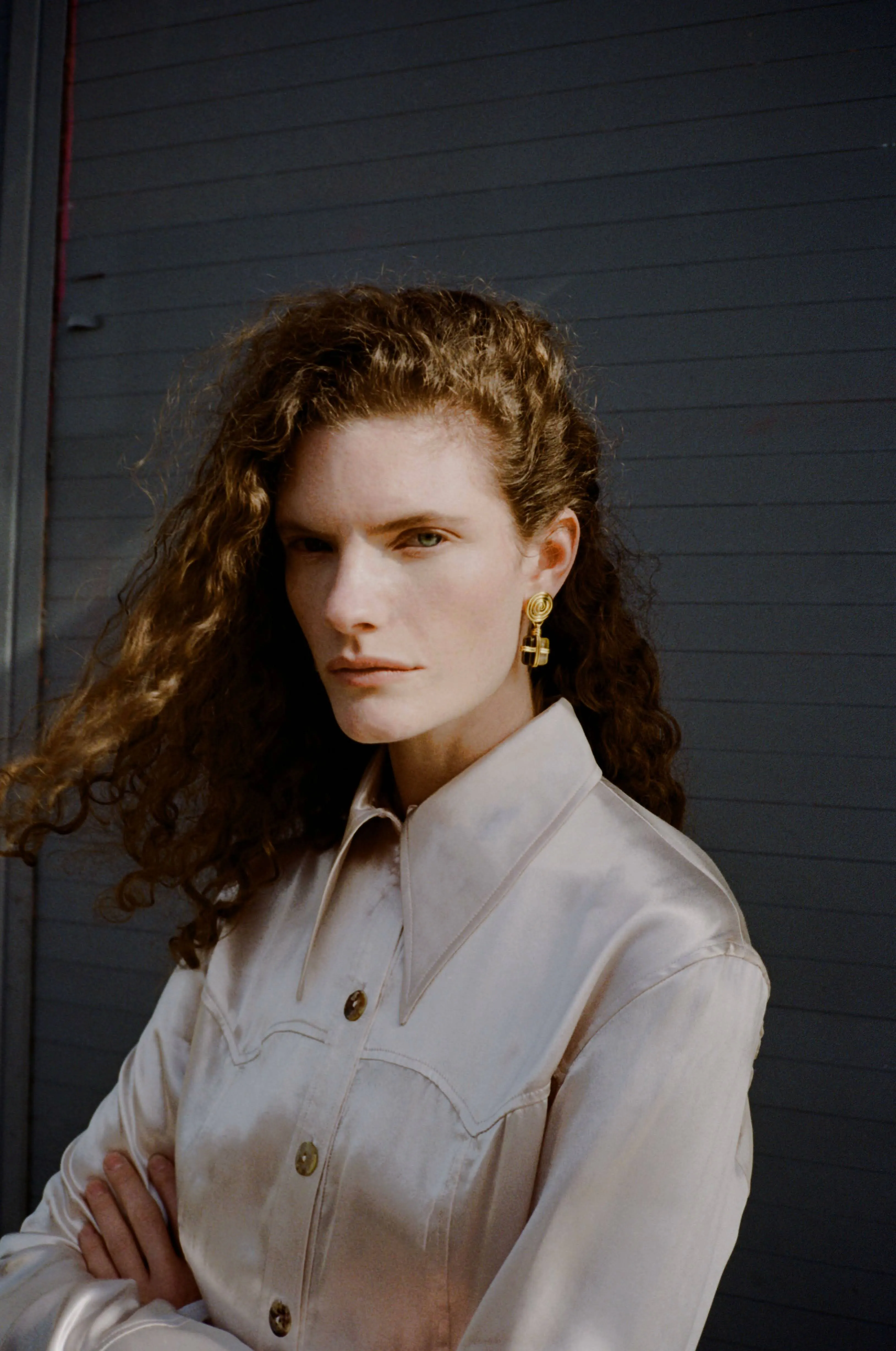 Squiggle Earrings Gold Plated with Tiger's Eye sold by Rejina Pyo product image thumbnail 4