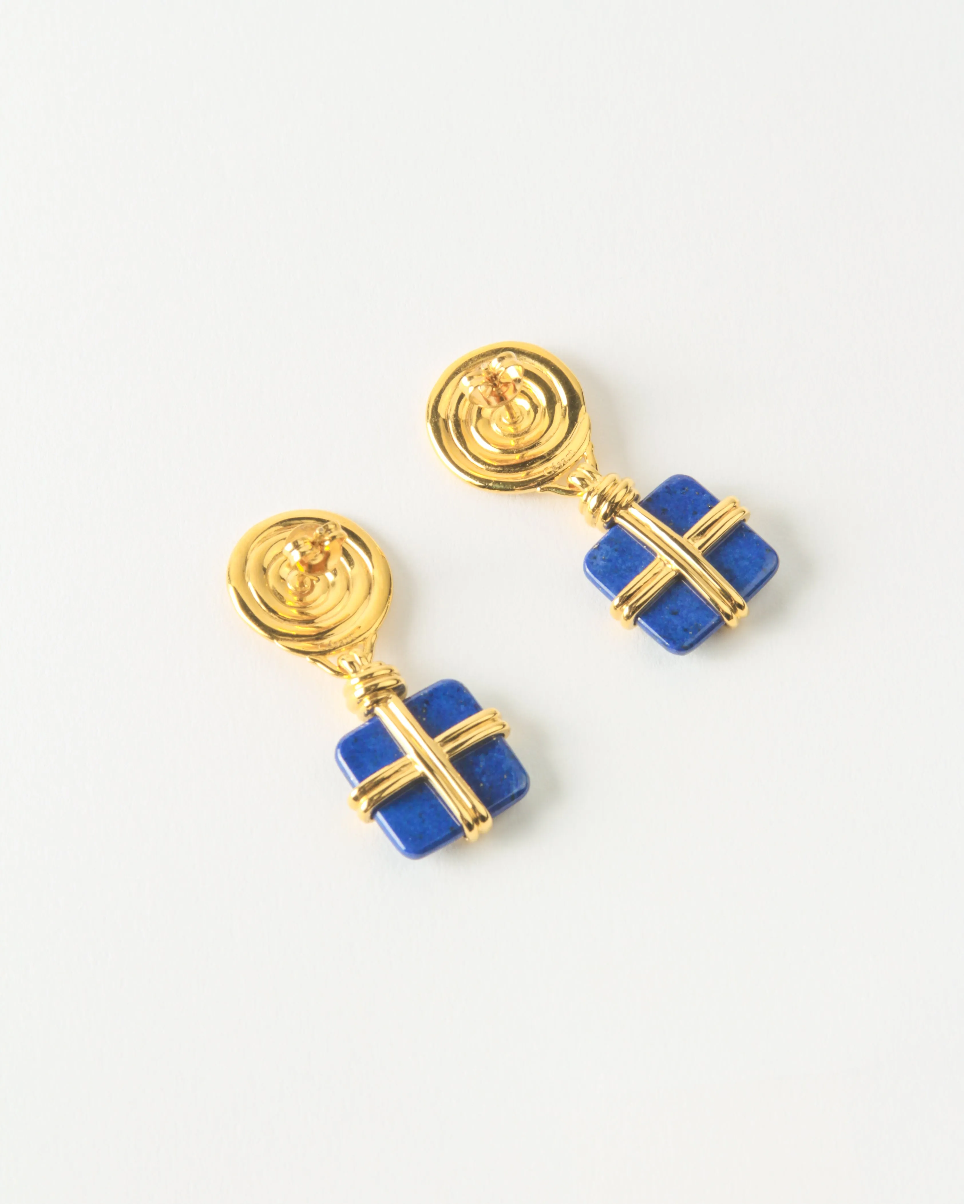 Squiggle Earrings Gold Plated with Lapis sold by Rejina Pyo product image thumbnail 3