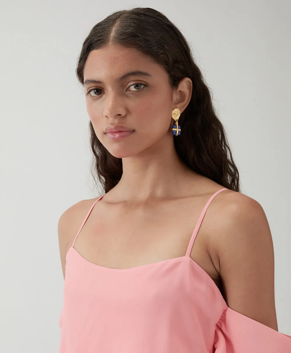 Squiggle Earrings Gold Plated with Lapis sold by Rejina Pyo product image thumbnail 4