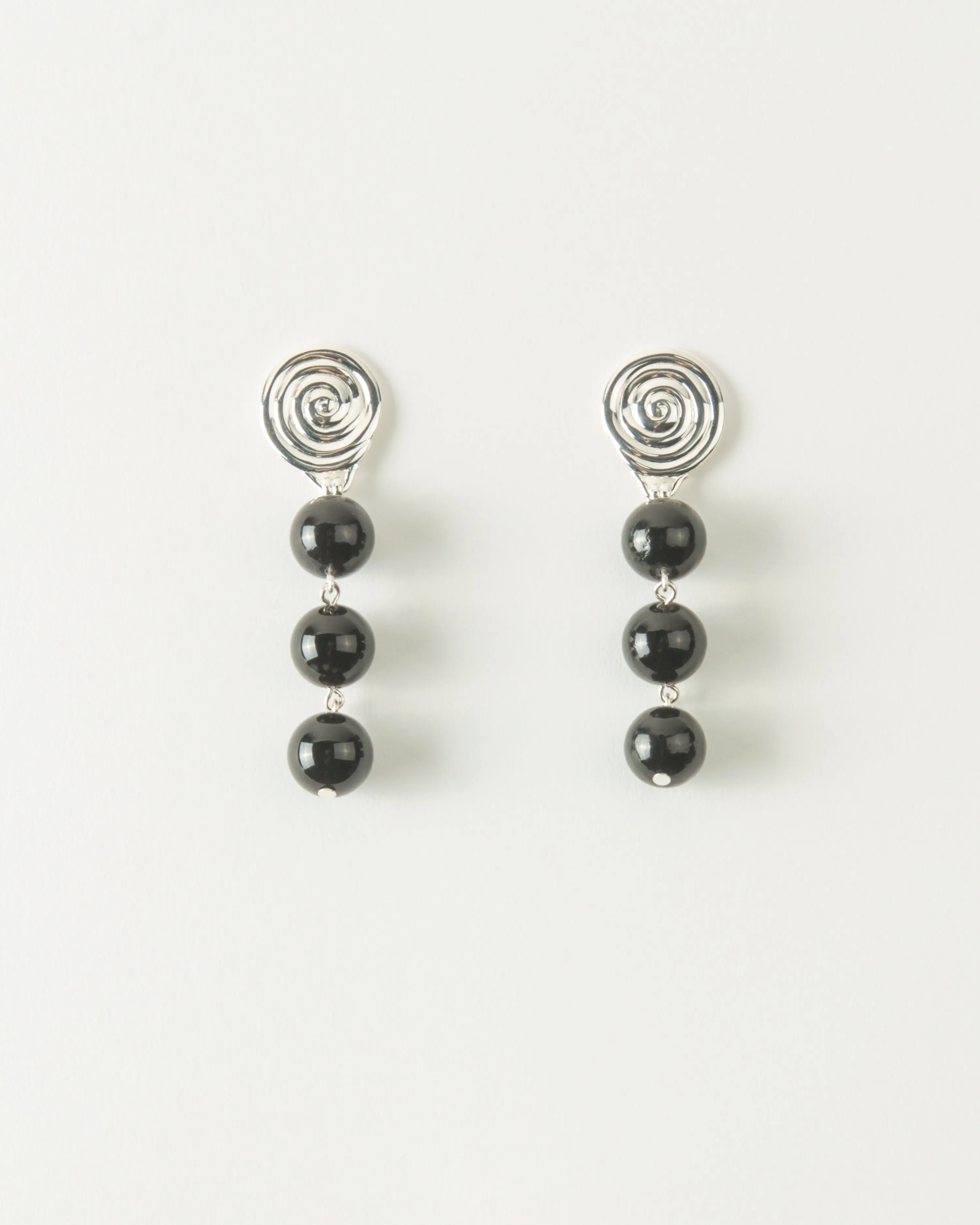 Swirl Droplet Earrings Silver Plated with Onyx sold by Rejina Pyo