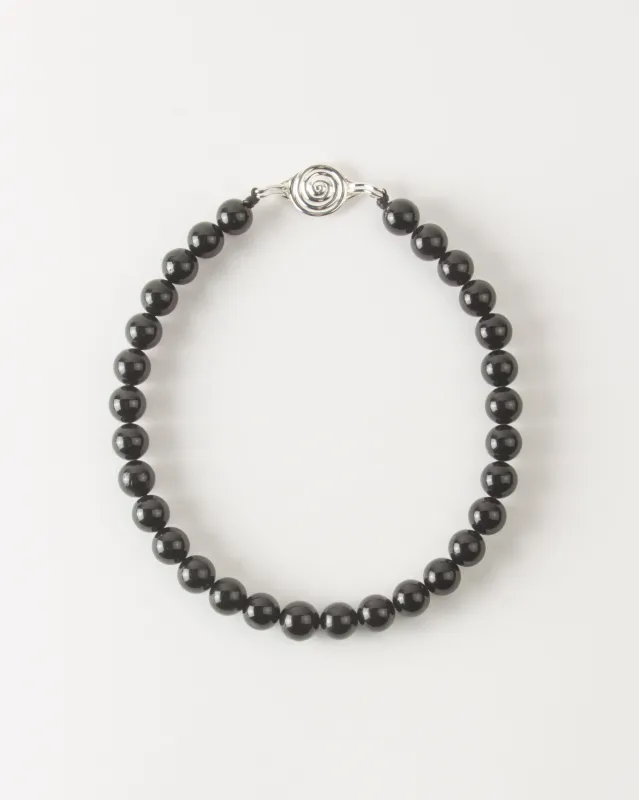 Beaded Swirl Necklace Silver Plated with Onyx sold by Rejina Pyo