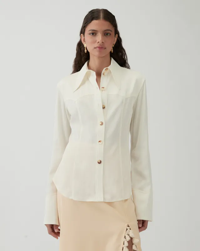 Camilla Shirt Viscose Twill Off-White made by Rejina Pyo