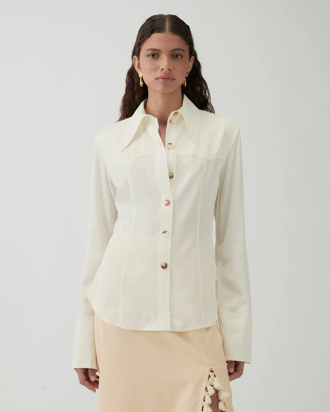 Camilla Shirt Viscose Twill Off-White sold by Rejina Pyo