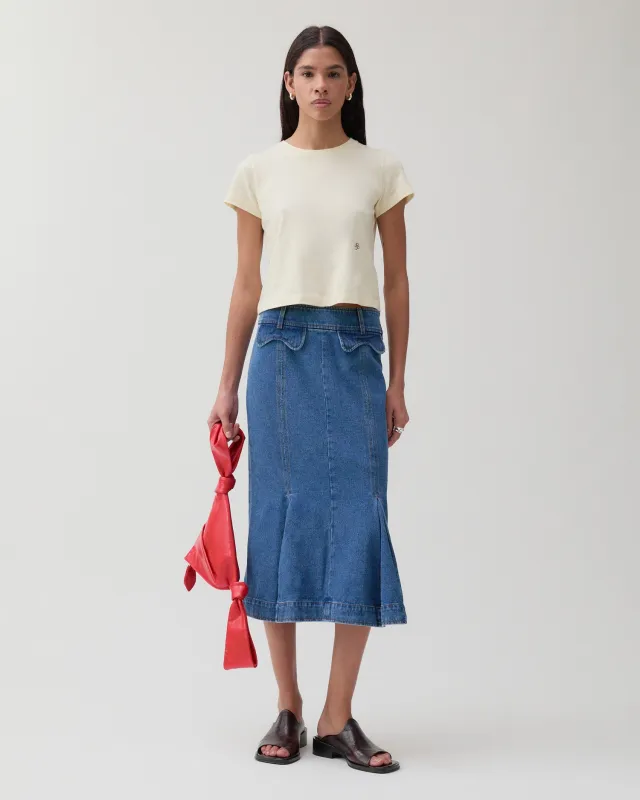 Monroe Skirt Organic Cotton Denim Blue made by Rejina Pyo