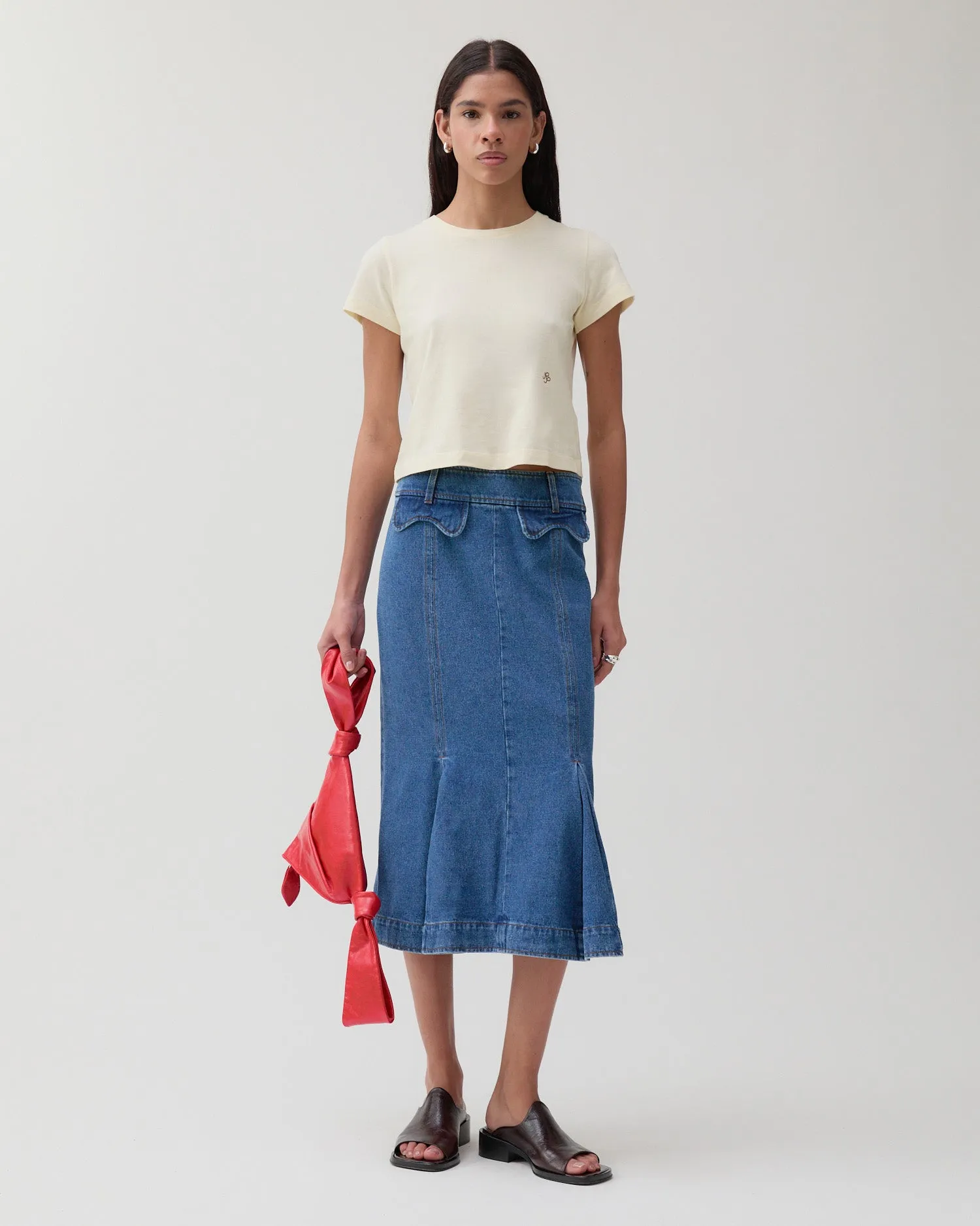Monroe Skirt Organic Cotton Denim Blue sold by Rejina Pyo