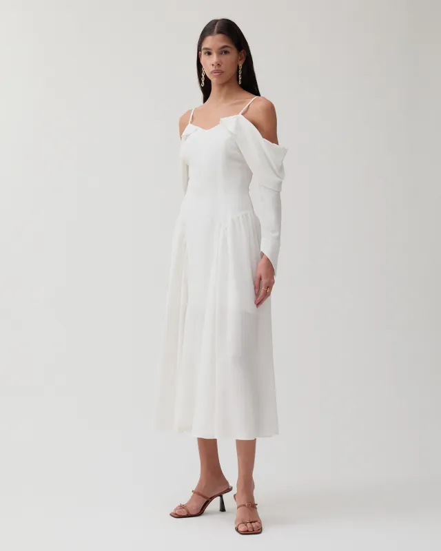 Casey Dress Silk Crepe de Chine Off-White made by Rejina Pyo