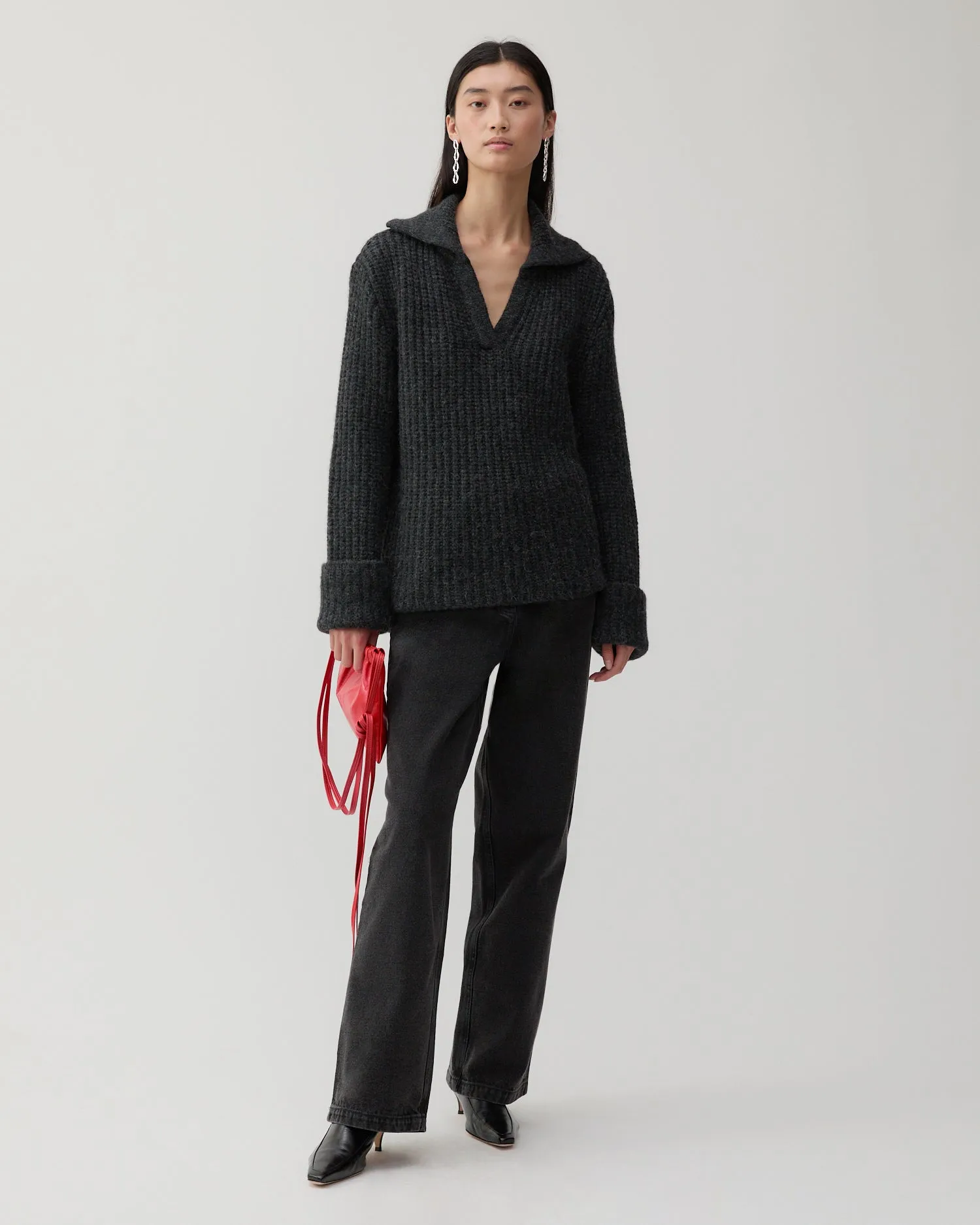 Alison Sweater Chunky Alpaca Dark Grey sold by Rejina Pyo