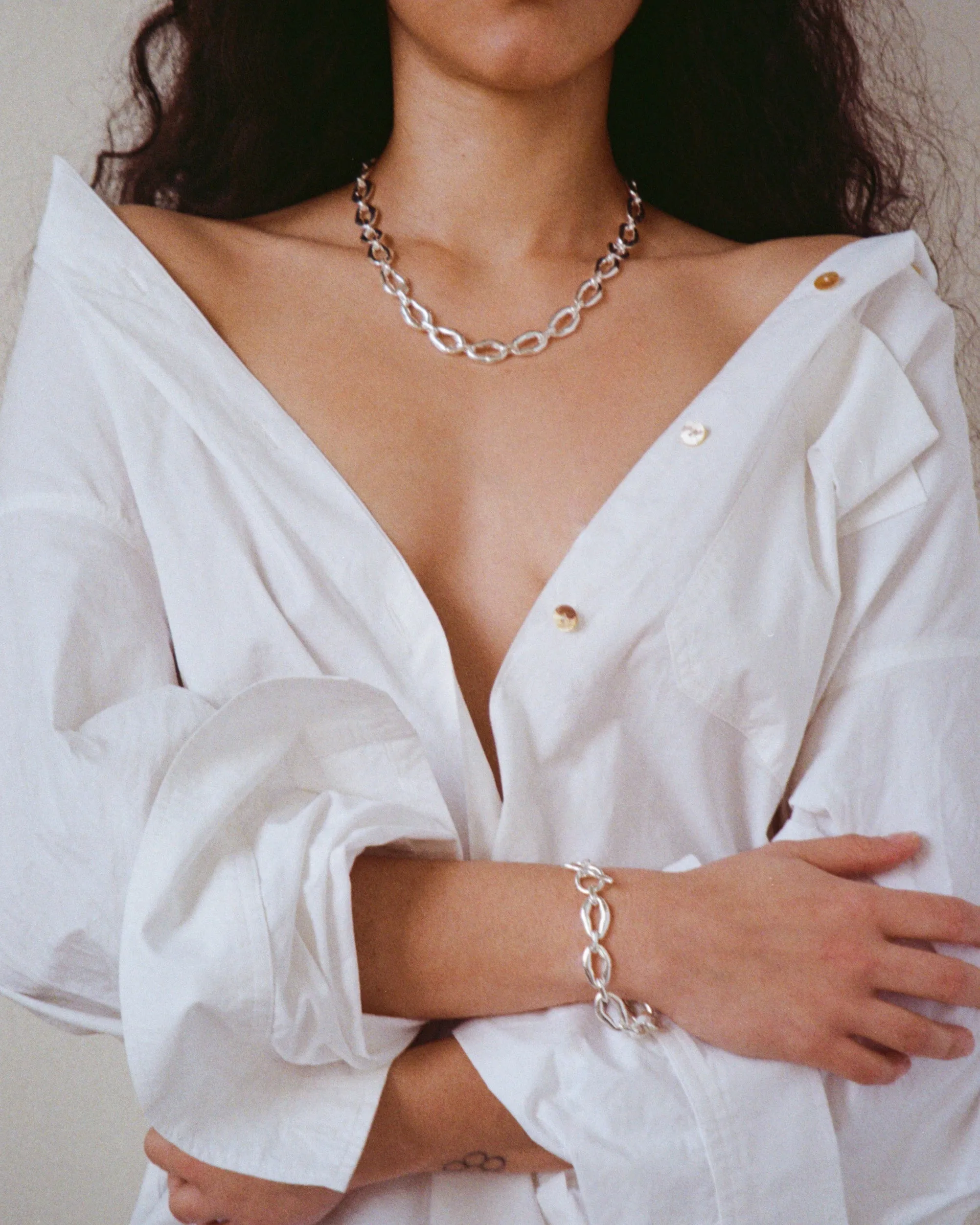 Munch x Rejina Pyo Grand Molten Chain Necklace Silver Plated sold by Rejina Pyo product image thumbnail 2