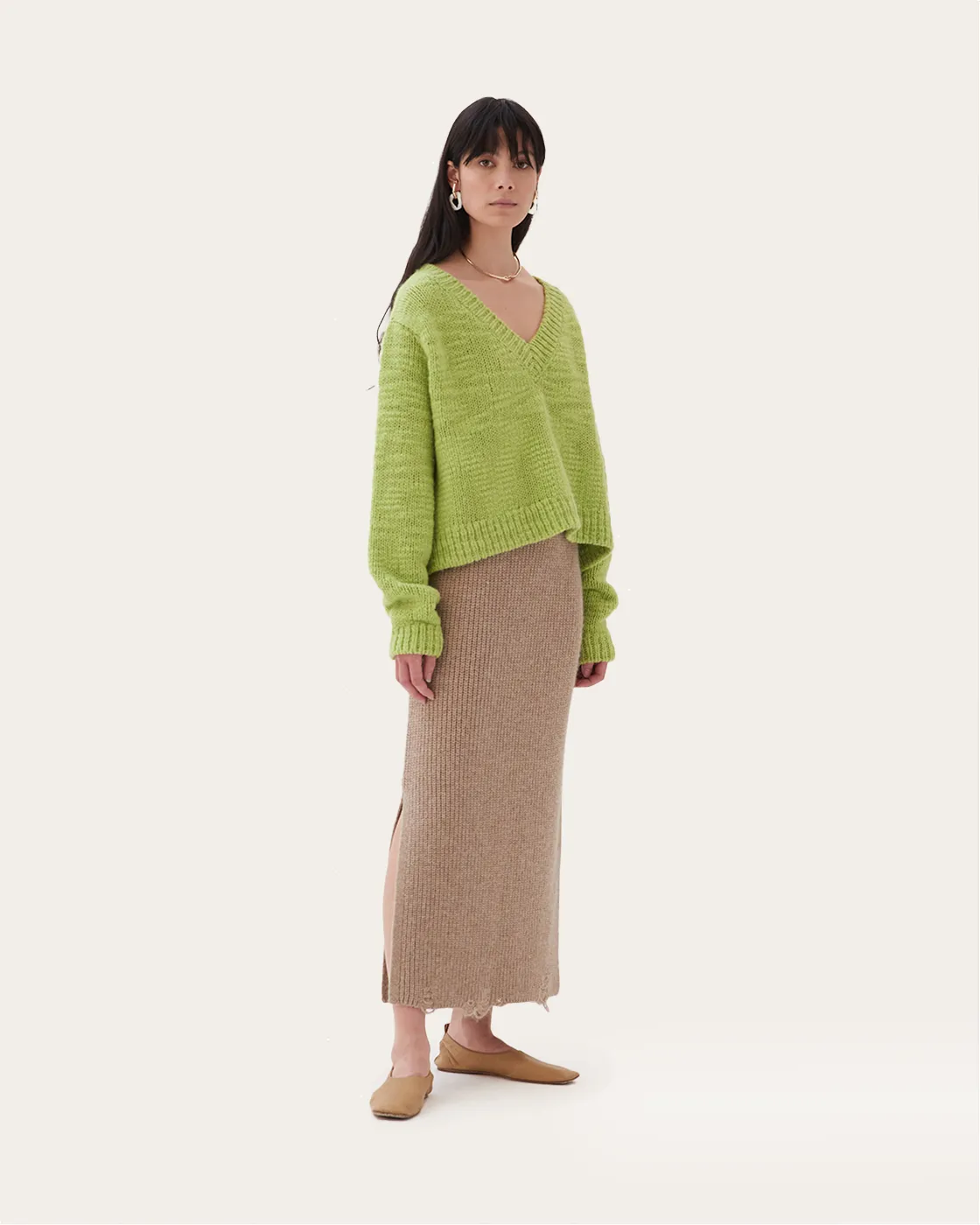 Leanne Skirt Alpaca Oat sold by Rejina Pyo