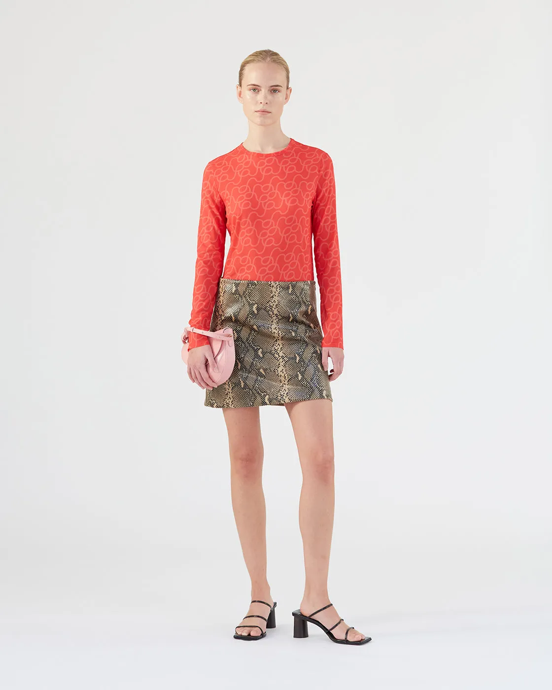 Elodie Skirt Faux Leather Snake Effect Beige sold by Rejina Pyo product image thumbnail 5