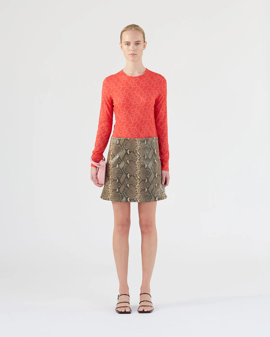 Elodie Skirt Faux Leather Snake Effect Beige sold by Rejina Pyo product image thumbnail 4