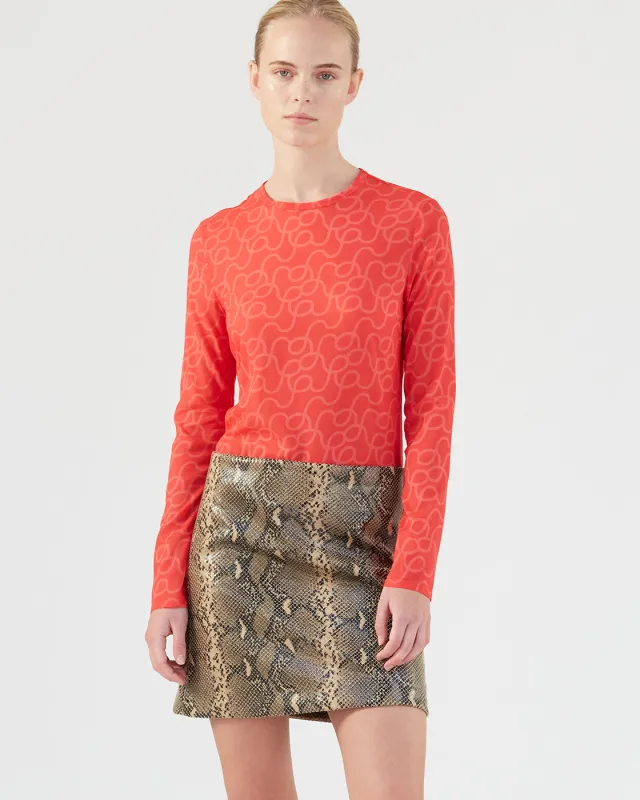 Elodie Skirt Faux Leather Snake Effect Beige made by Rejina Pyo