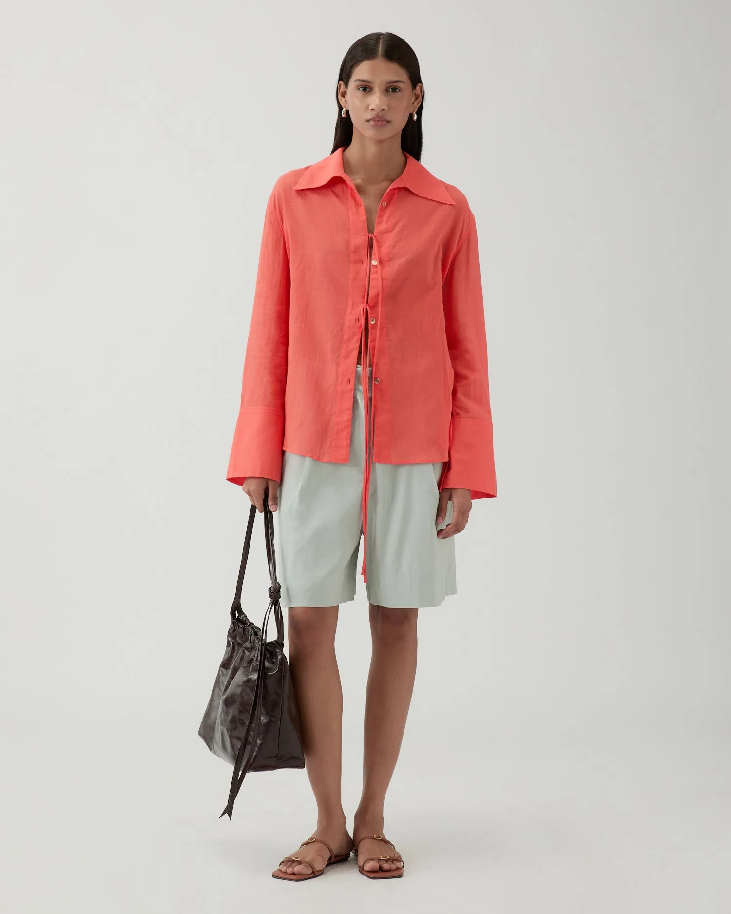 Saskia Shirt Cotton Coral sold by Rejina Pyo