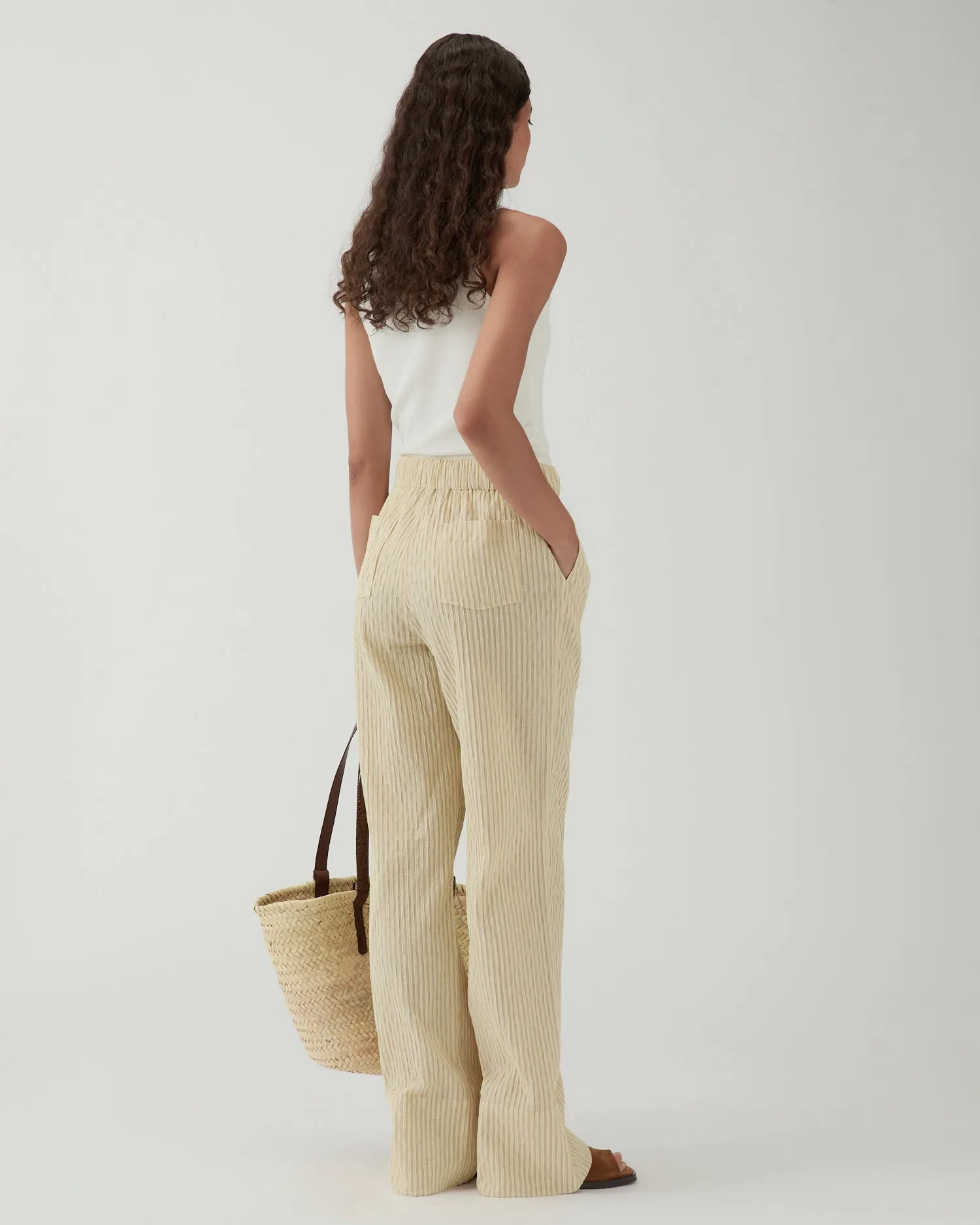 Andi Trousers Cotton Seersucker Stripe Yellow sold by Rejina Pyo product image thumbnail 2