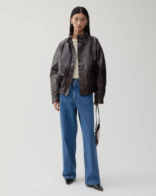 Sofie Jacket Faux Leather Burgundy sold by Rejina Pyo