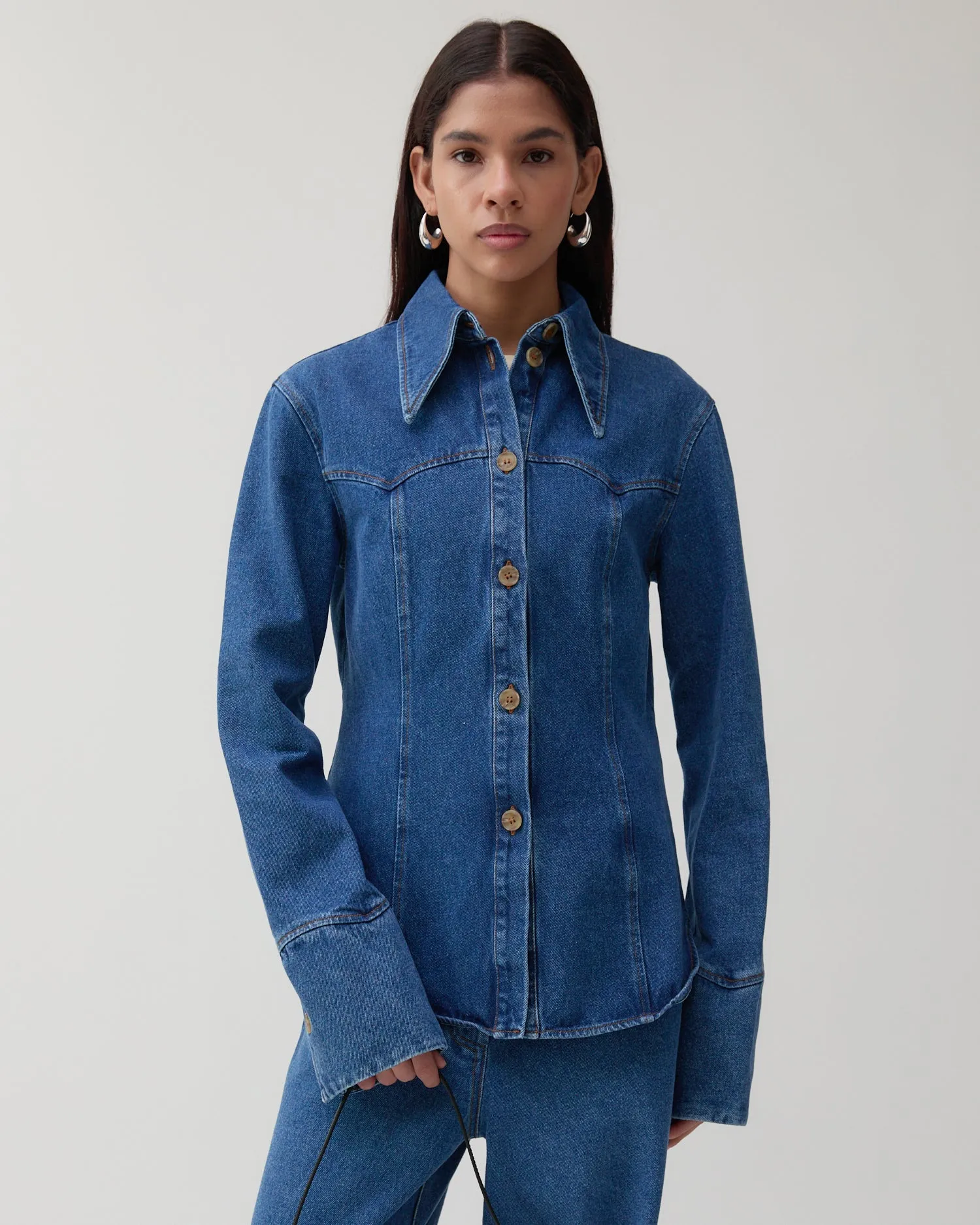 Camilla Shirt Organic Cotton Denim Blue sold by Rejina Pyo product image thumbnail 2
