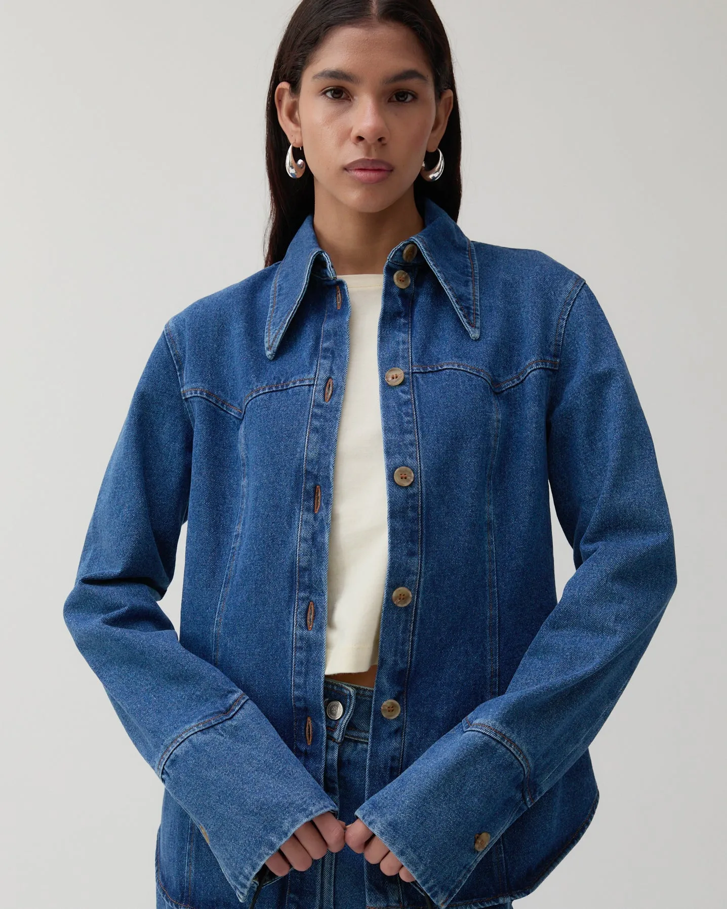 Camilla Shirt Organic Cotton Denim Blue sold by Rejina Pyo product image thumbnail 3