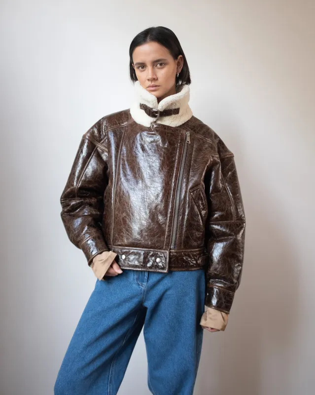 Jordan Jacket Shearling Brown sold by Rejina Pyo