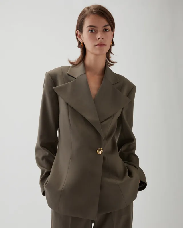 Leila Blazer Tencel Blend Grey sold by Rejina Pyo