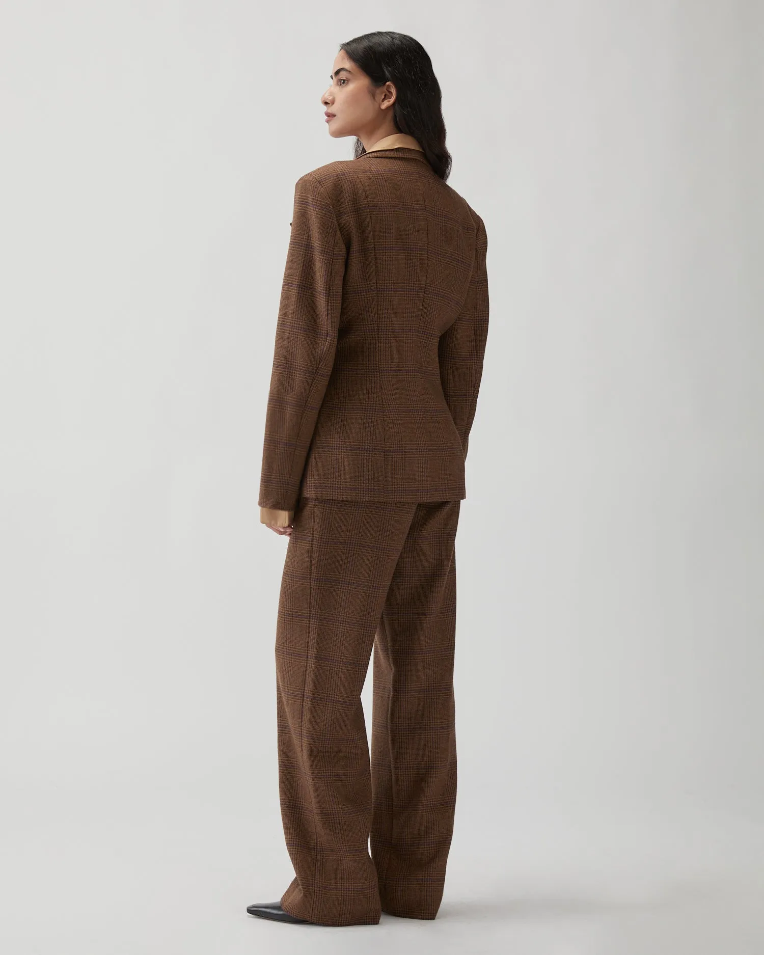 Leila Blazer Wool Check Brown sold by Rejina Pyo product image thumbnail 3