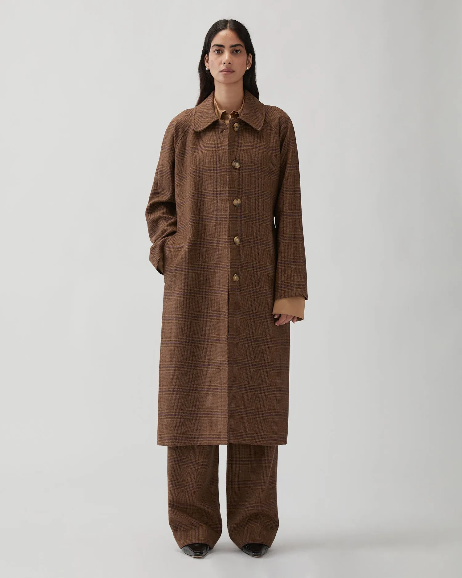 Alice Coat Wool Check Brown sold by Rejina Pyo
