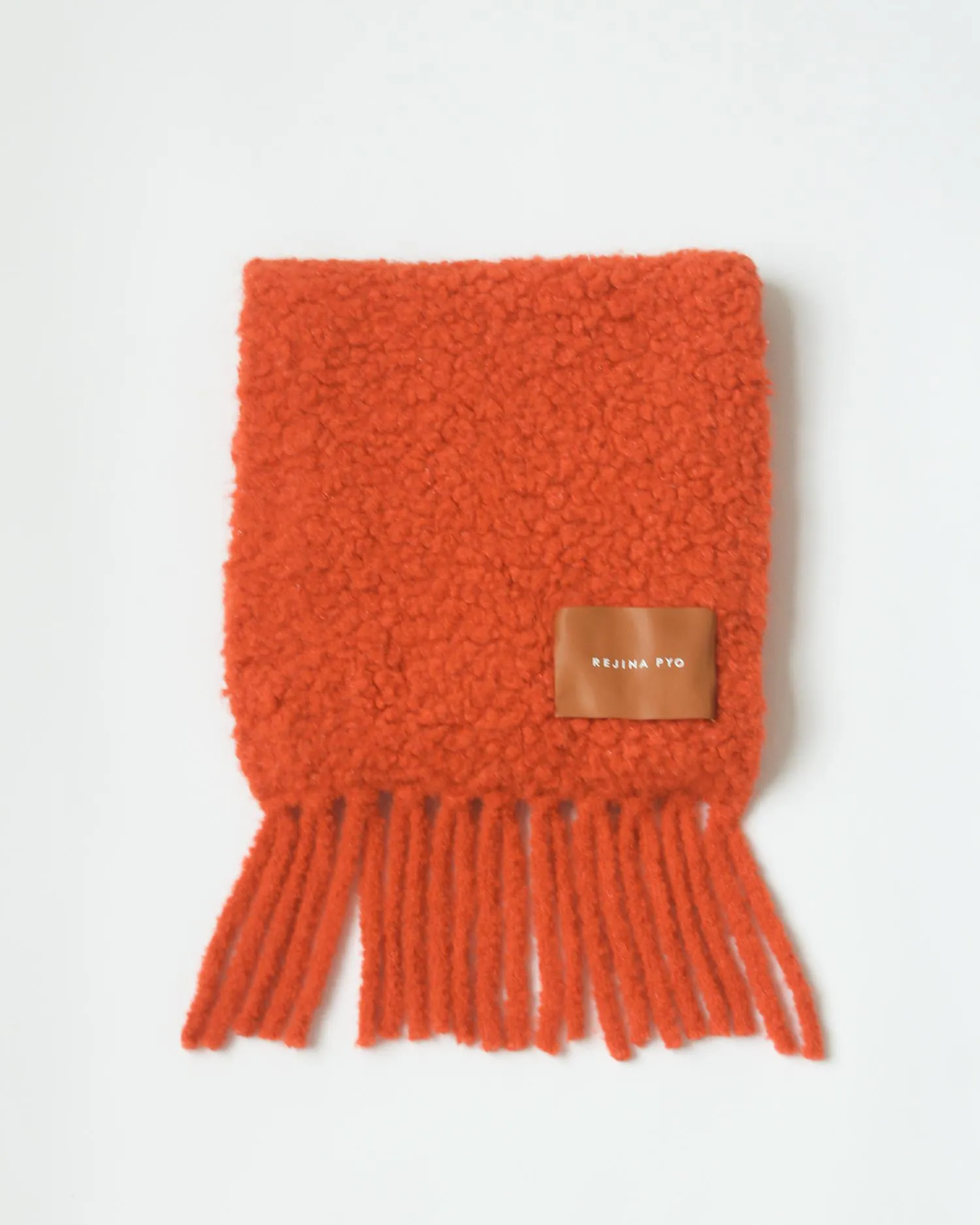 Fringe Scarf Bouclé Alpaca Orange sold by Rejina Pyo