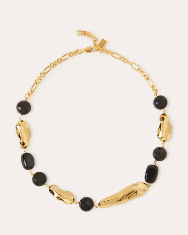 Mulberry x Rejina Pyo Textured Beaded Necklace Gold & Onyx made by Rejina Pyo