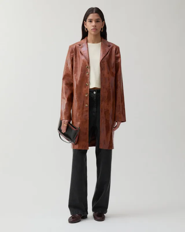 Samantha Jacket Faux Leather Brown made by Rejina Pyo