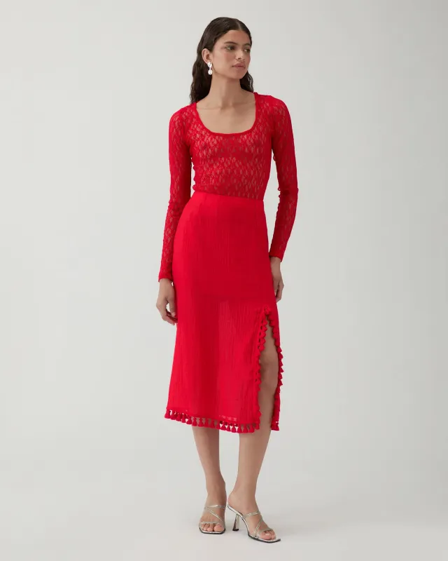 Ayla Skirt Tencel Blend Red sold by Rejina Pyo