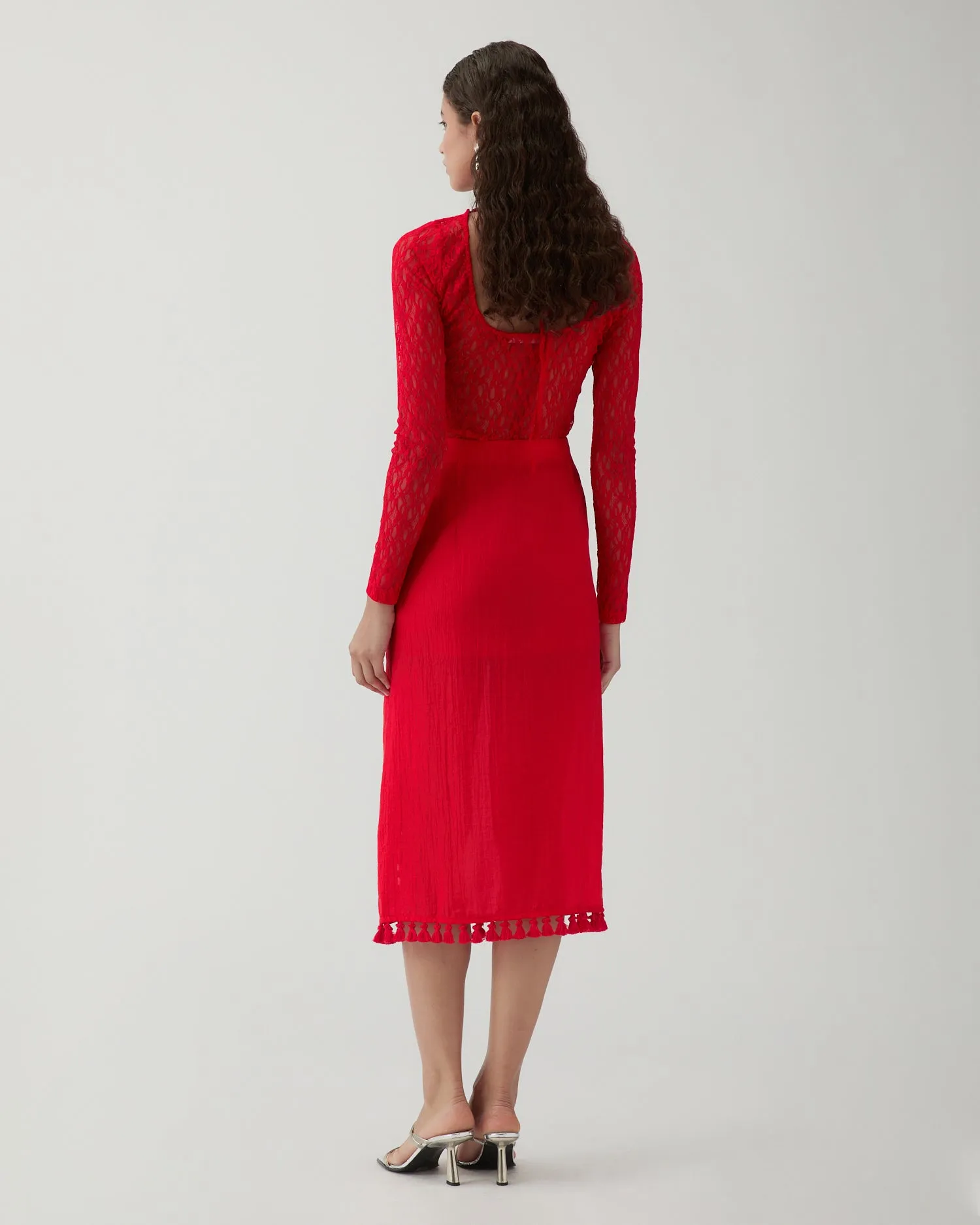 Ayla Skirt Tencel Blend Red sold by Rejina Pyo product image thumbnail 4