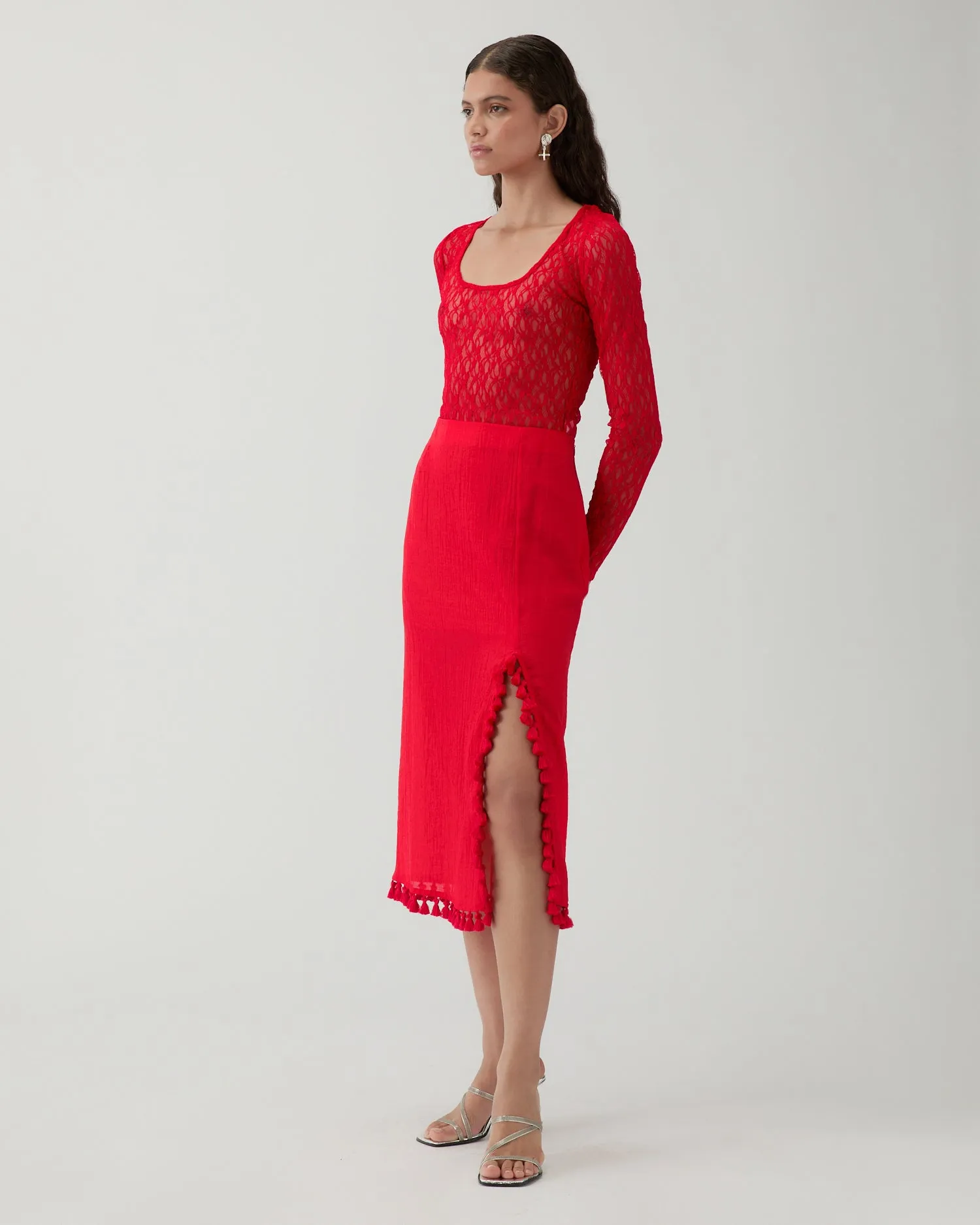 Ayla Skirt Tencel Blend Red sold by Rejina Pyo product image thumbnail 3