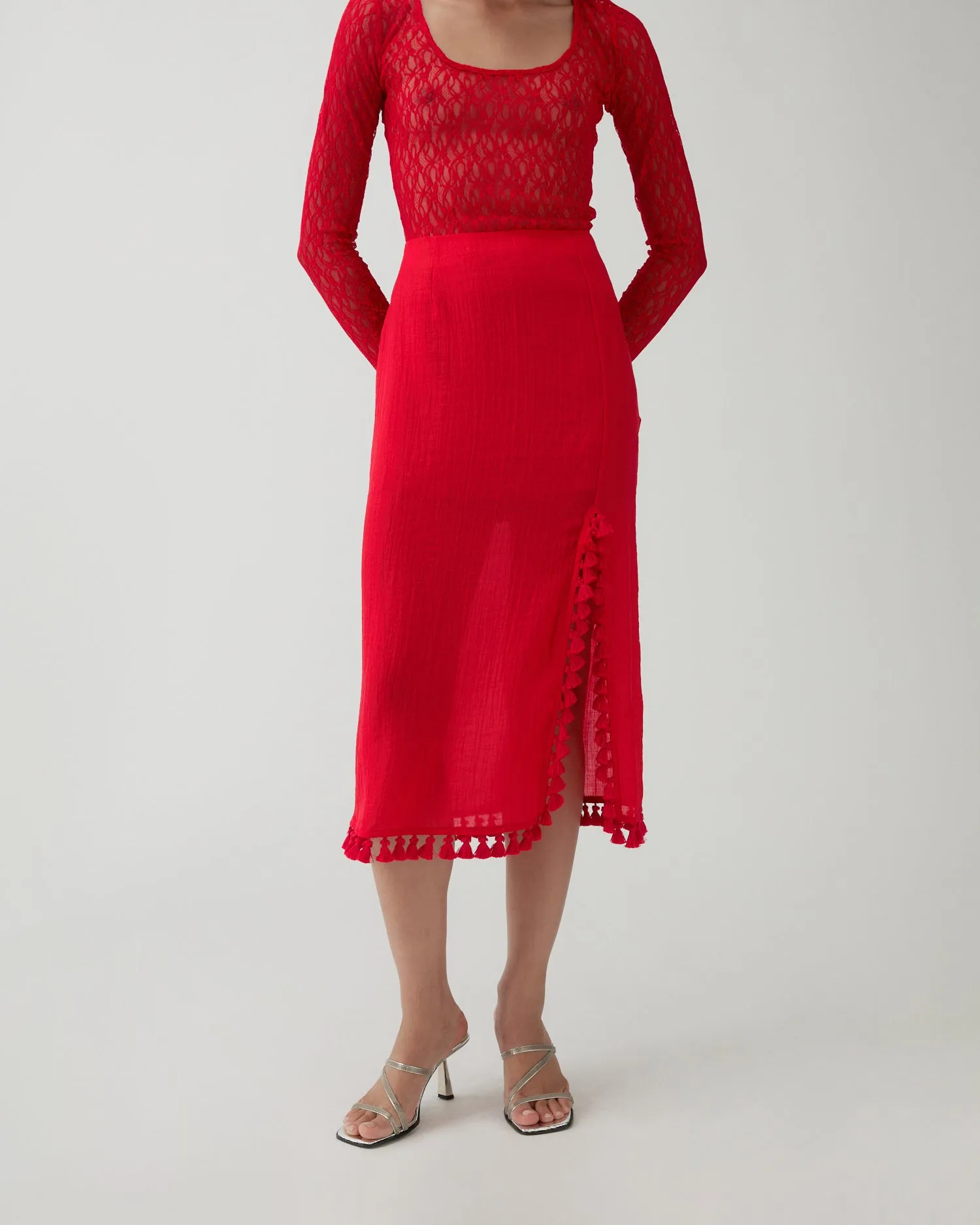Ayla Skirt Tencel Blend Red sold by Rejina Pyo product image thumbnail 2