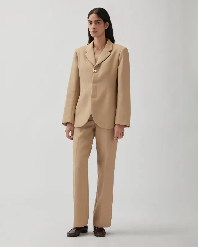 Isla Blazer Cotton Silk Double-face Beige sold by Rejina Pyo