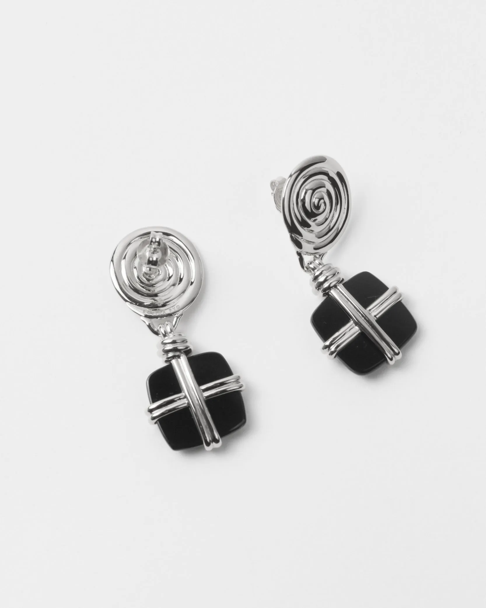 Squiggle Earrings Silver Plated with Black Onyx sold by Rejina Pyo product image thumbnail 3