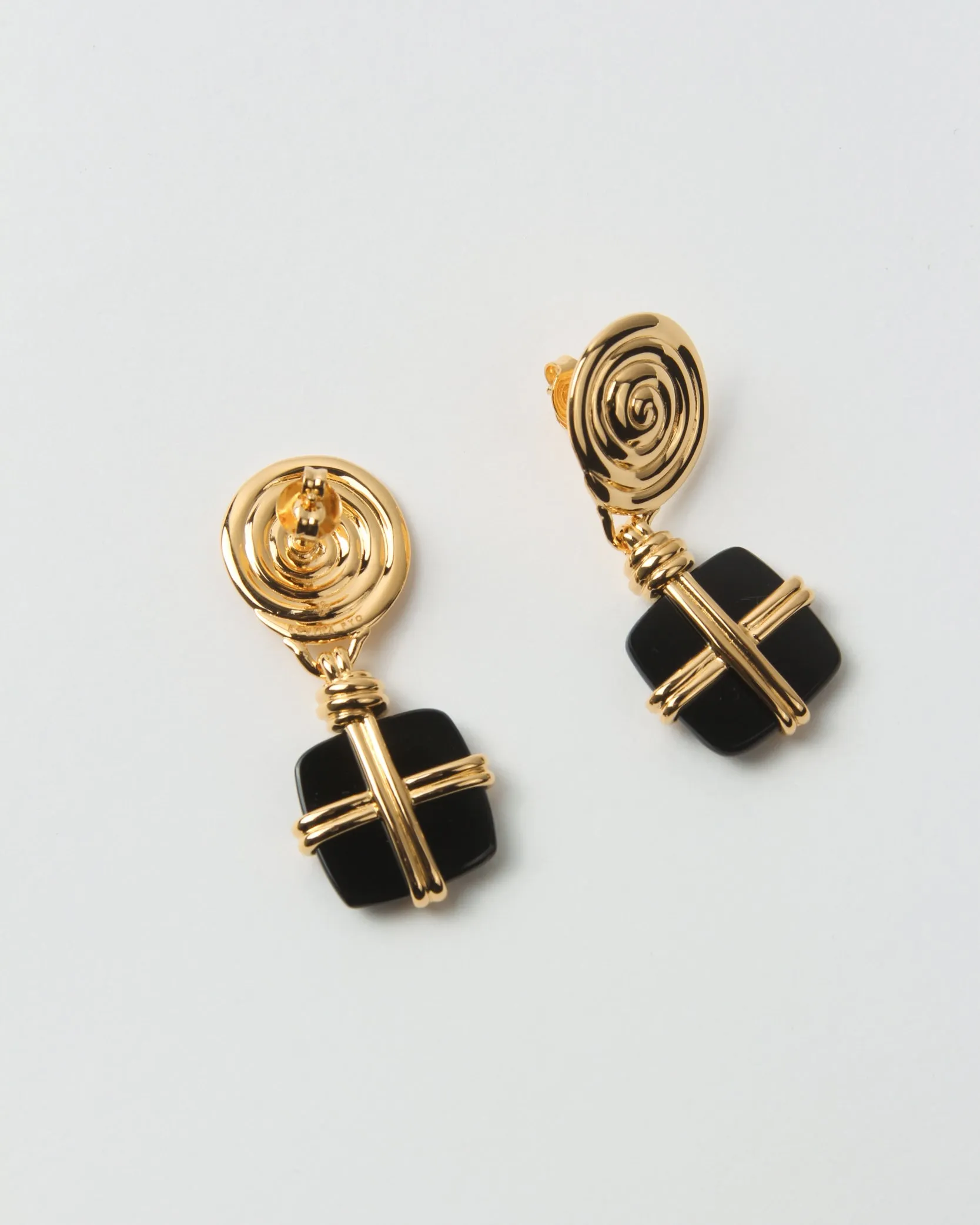 Squiggle Earrings Gold Plated with Black Onyx sold by Rejina Pyo product image thumbnail 2