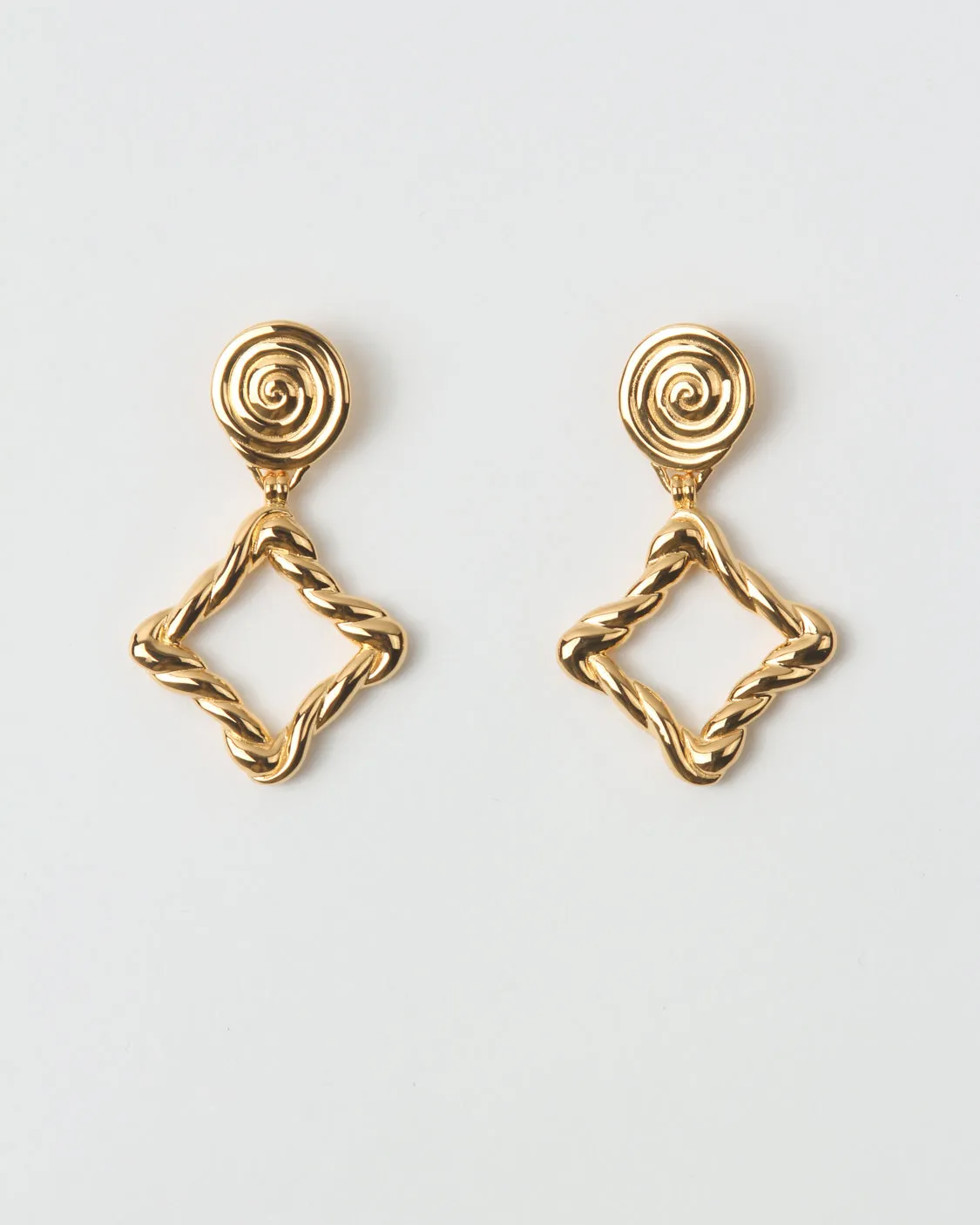 Rectangle Twirl Earrings Gold Plated sold by Rejina Pyo