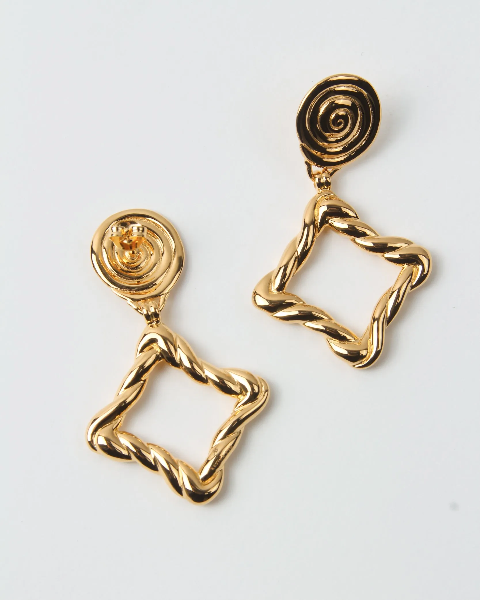 Rectangle Twirl Earrings Gold Plated sold by Rejina Pyo product image thumbnail 3
