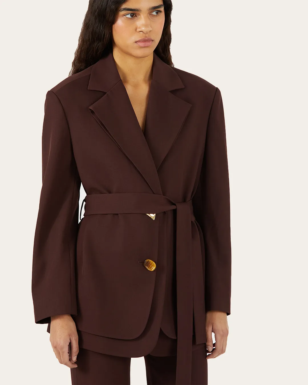 Simone Jacket Wool Blend Twill Burgundy sold by Rejina Pyo