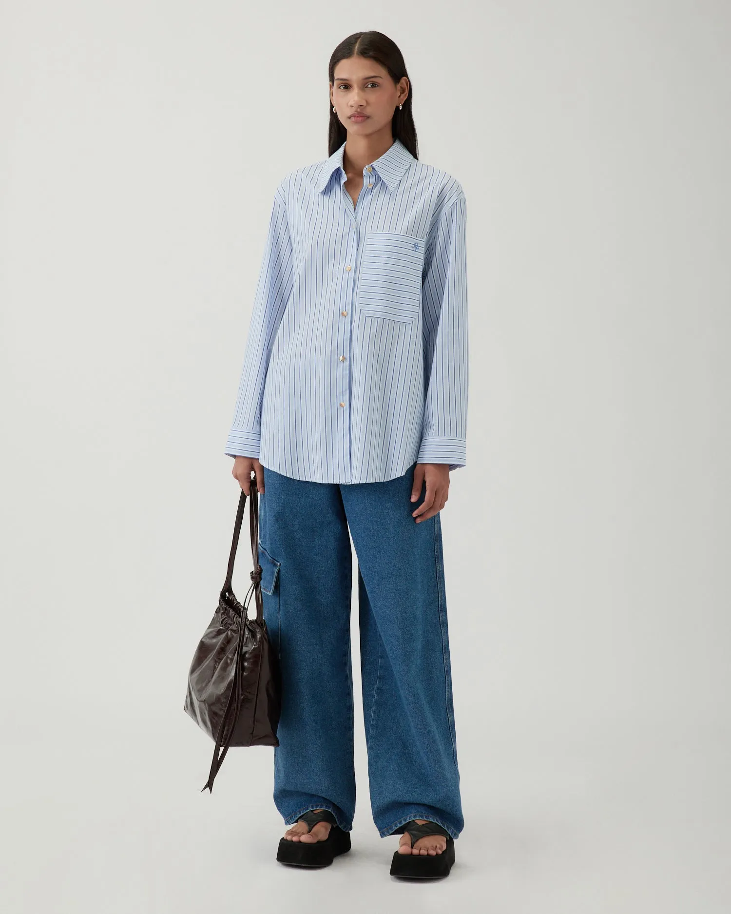 Caprice Shirt Cotton Stripe Blue sold by Rejina Pyo product image thumbnail 2