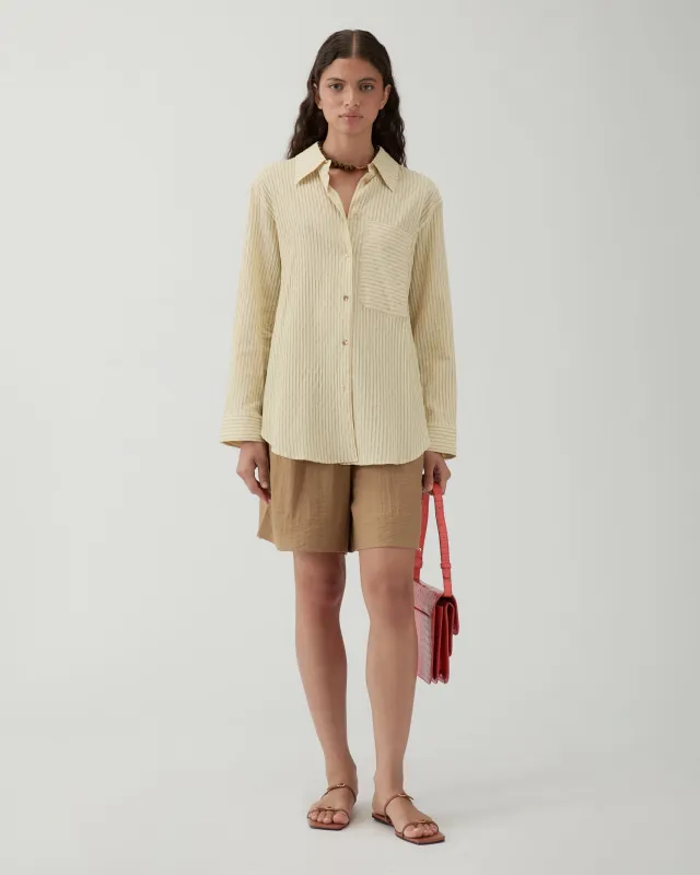 Caprice Shirt Cotton Seersucker Stripe Yellow sold by Rejina Pyo