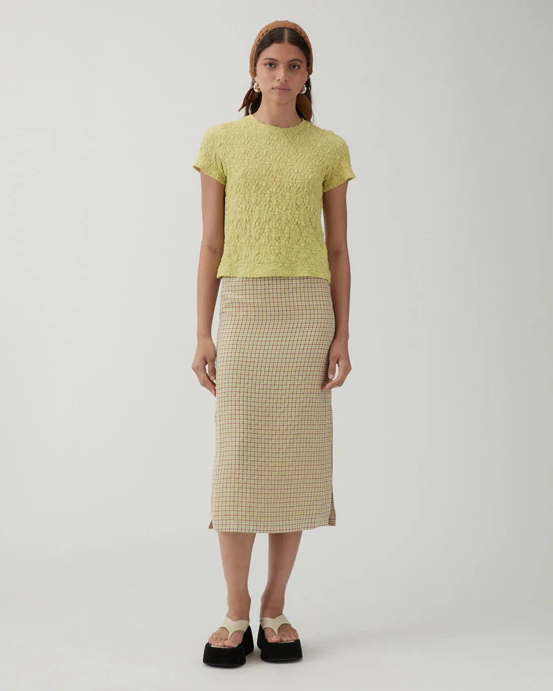 Adina T-shirt Lace Floral Lime sold by Rejina Pyo