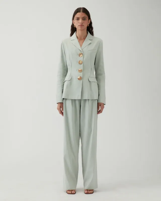 Etta Jacket Viscose Linen Blend Blue made by Rejina Pyo