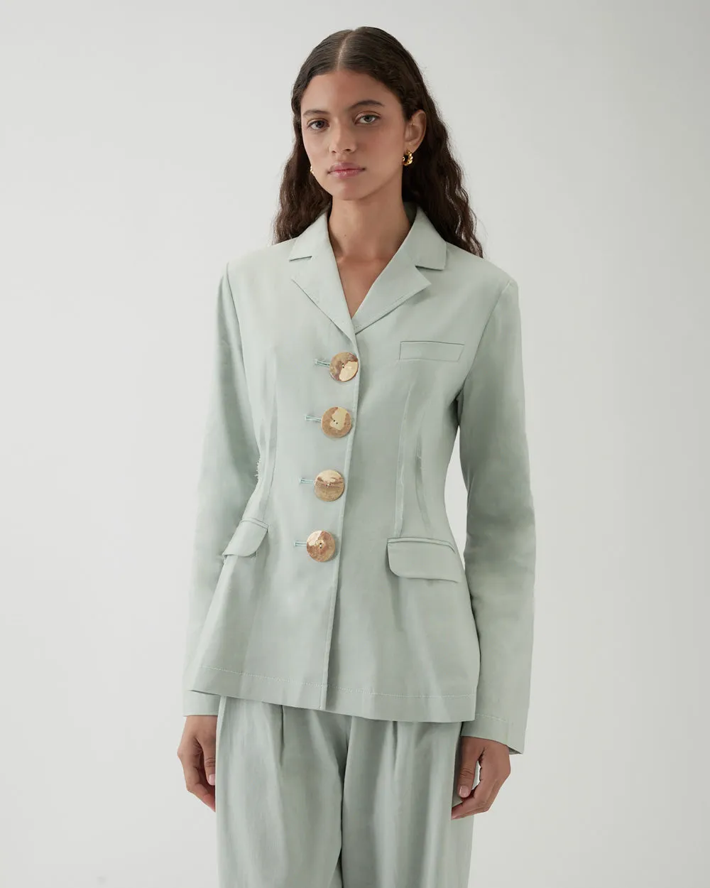 Etta Jacket Viscose Linen Blend Blue sold by Rejina Pyo product image thumbnail 4