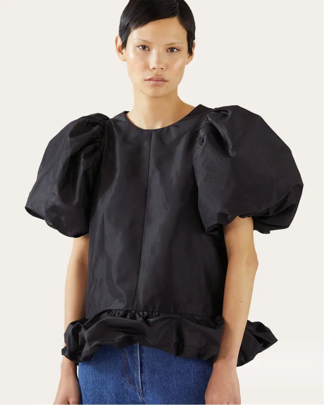Alara Blouse Recycled Blend Taffeta Navy sold by Rejina Pyo