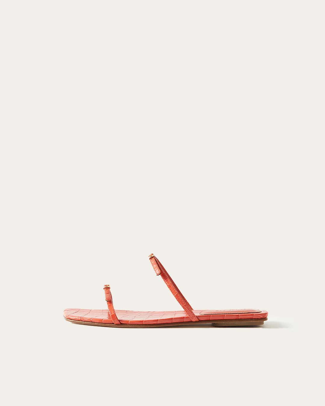 Clara Sandals Leather Emboss Croc Orange sold by Rejina Pyo