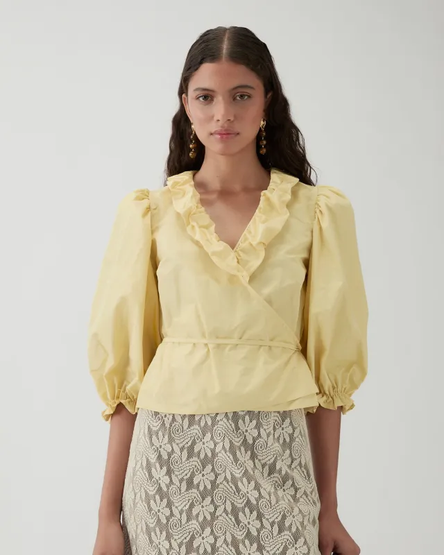 Luna Blouse Taffeta Yellow made by Rejina Pyo