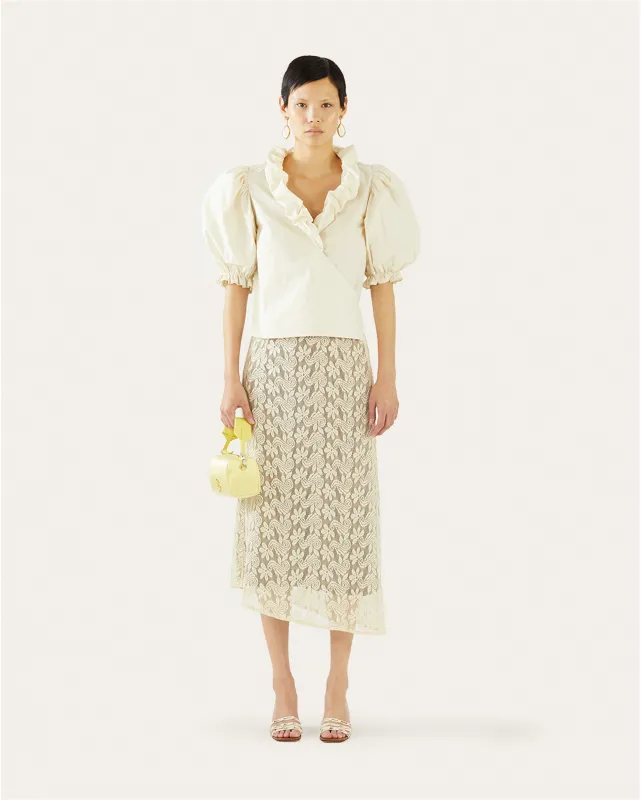 Luna Blouse Organic Cotton Off-White made by Rejina Pyo