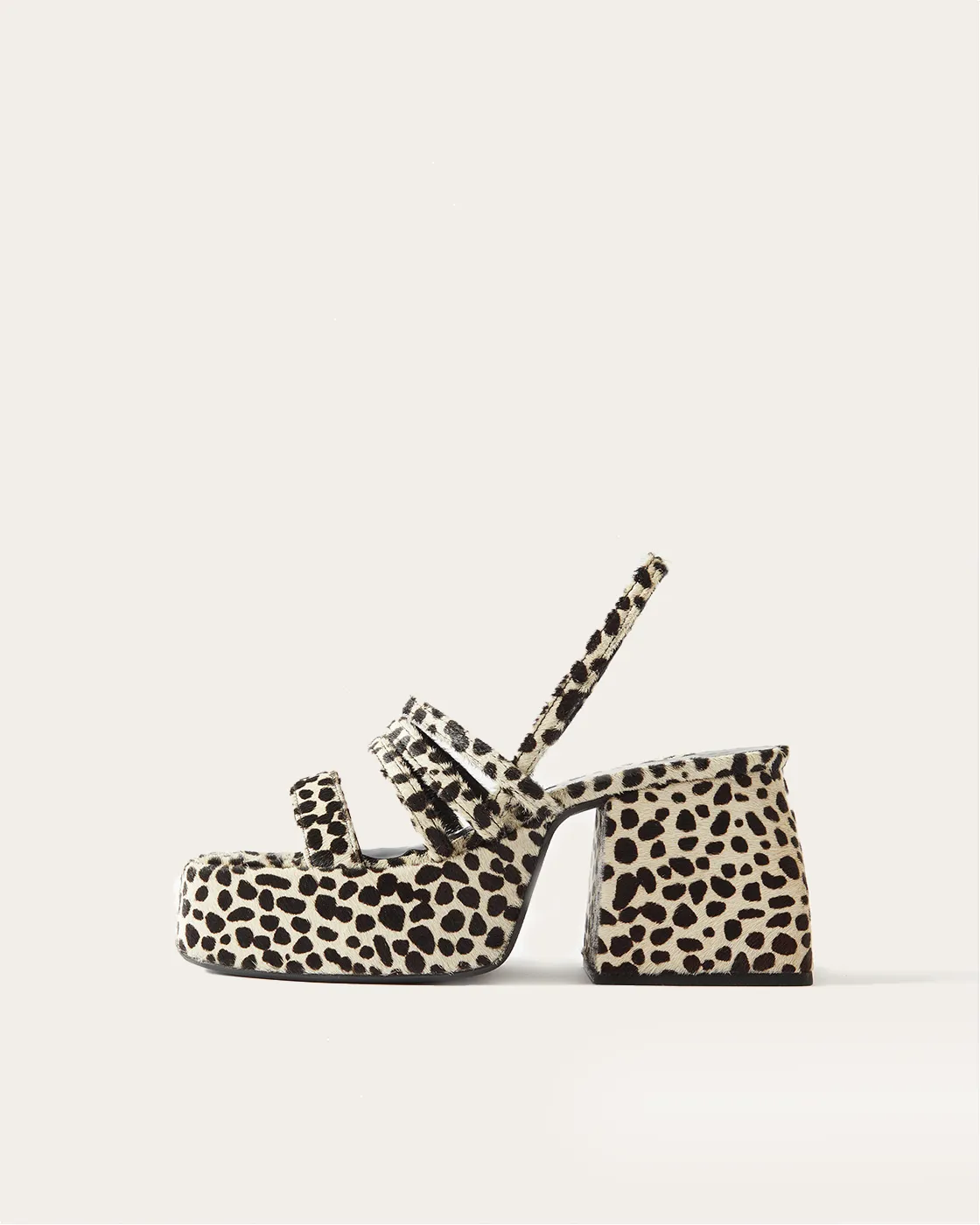 Flossie Platform Pony Polkadot Black + White sold by Rejina Pyo