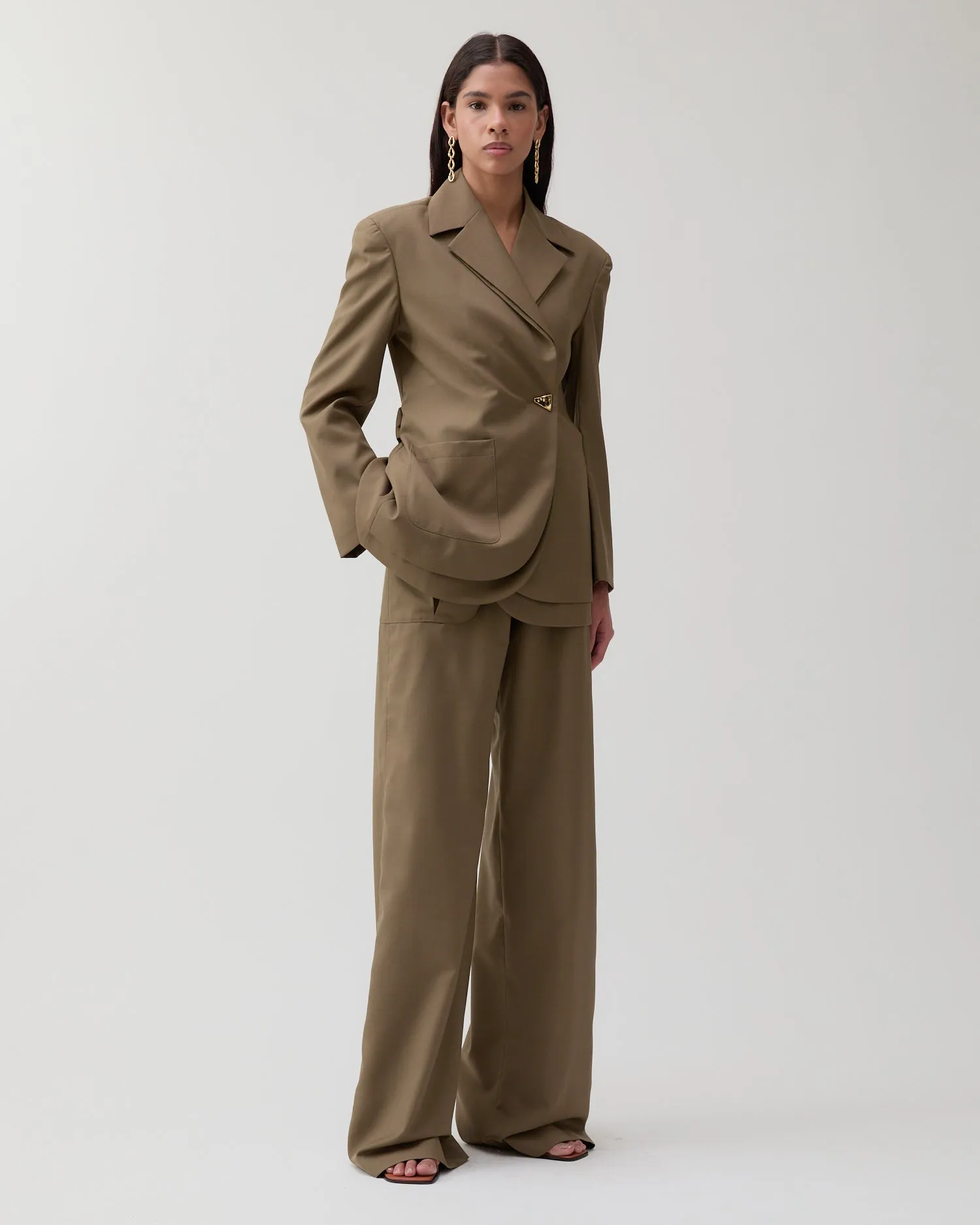 Sonia Trousers Wool Blend Olive sold by Rejina Pyo product image thumbnail 3